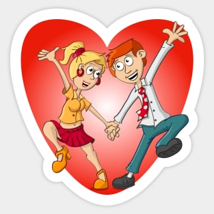 The valentine dance by a man and woman Sticker